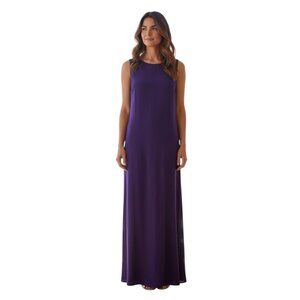Vikki Vi 0X Purple Maxi Dress Sleeveless Stretch Acetate Lycra Made USA Plus